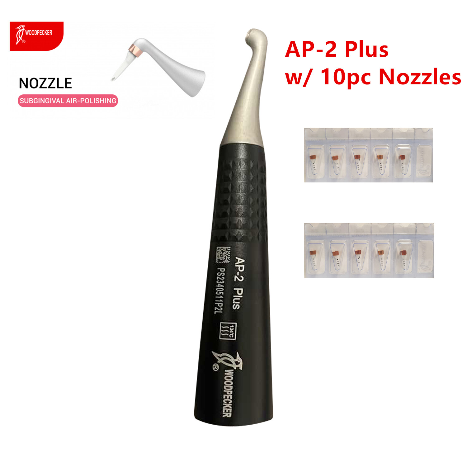 Woodpecker Dental 1pc Subgingival Handpiece for Air Polisher 10 Nozzle AP-2 PLUS