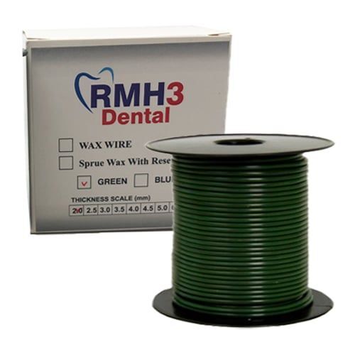 RMH3 Dental Green,Round Wire Wax 250 g Roll-2.0-4.0 mm,Spruce wax with special