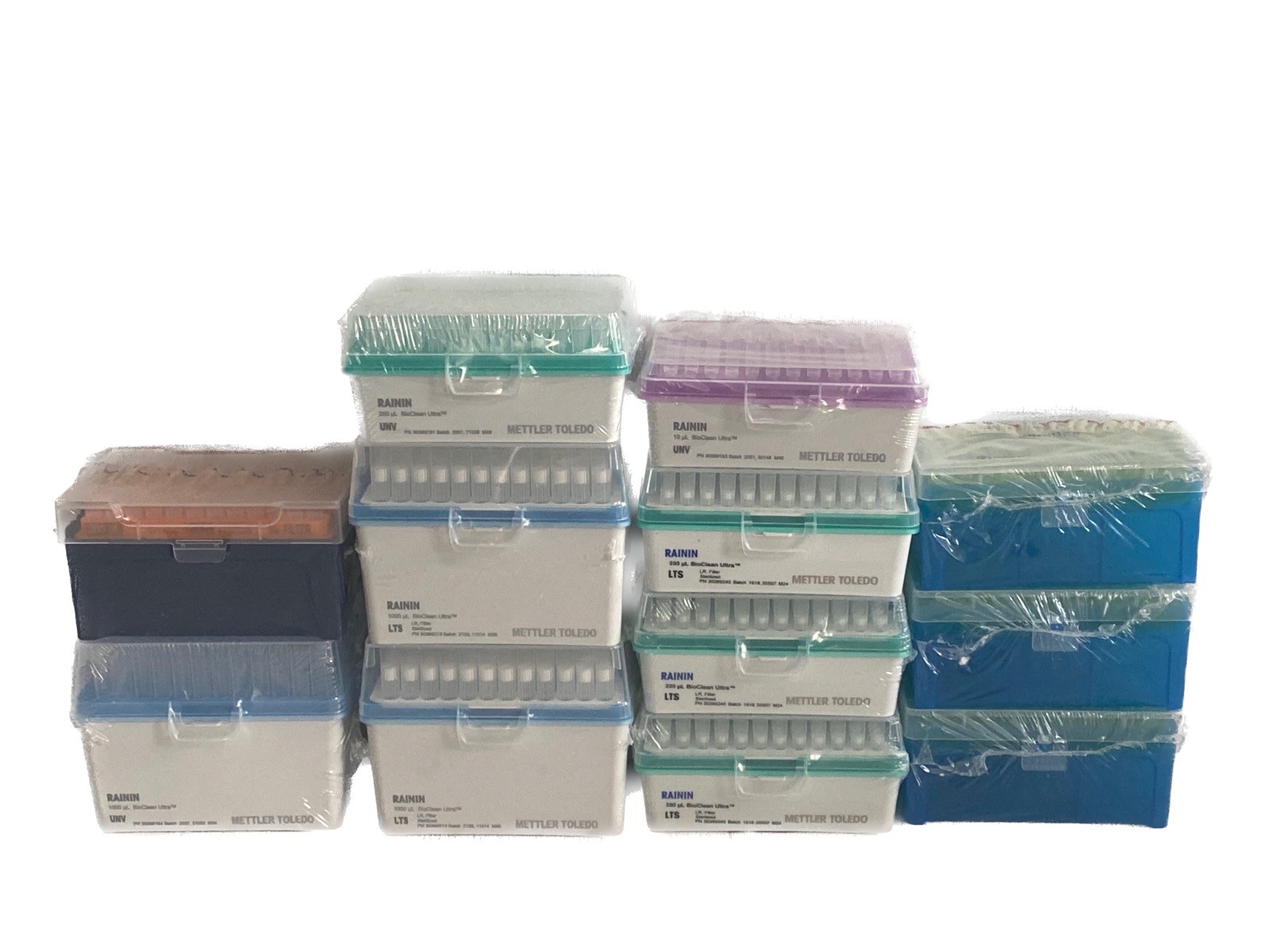 (1152) RAININ FISHERBRAND USA 10uL 200uL 250uL 1000uL Mixed Lot Pipet Tips 12×96