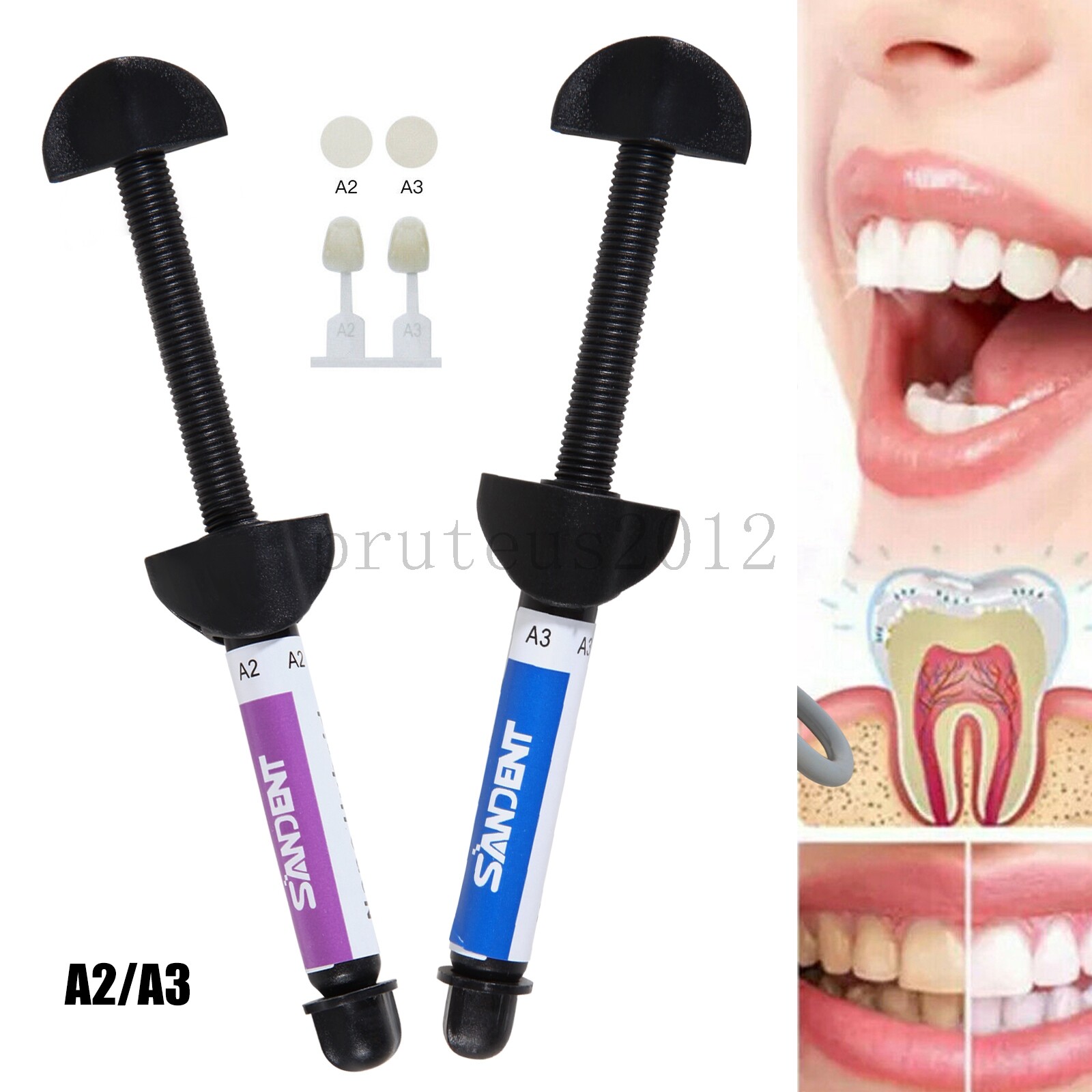 A2/A3 Dental Light Cure Micro Hybrid Dental Resin Composite Syringe Shade New