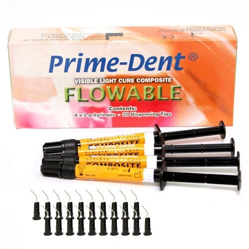 Prime Dental Flowable Light Cure Dental Composite 4 Syringe Kit – A1 Shade