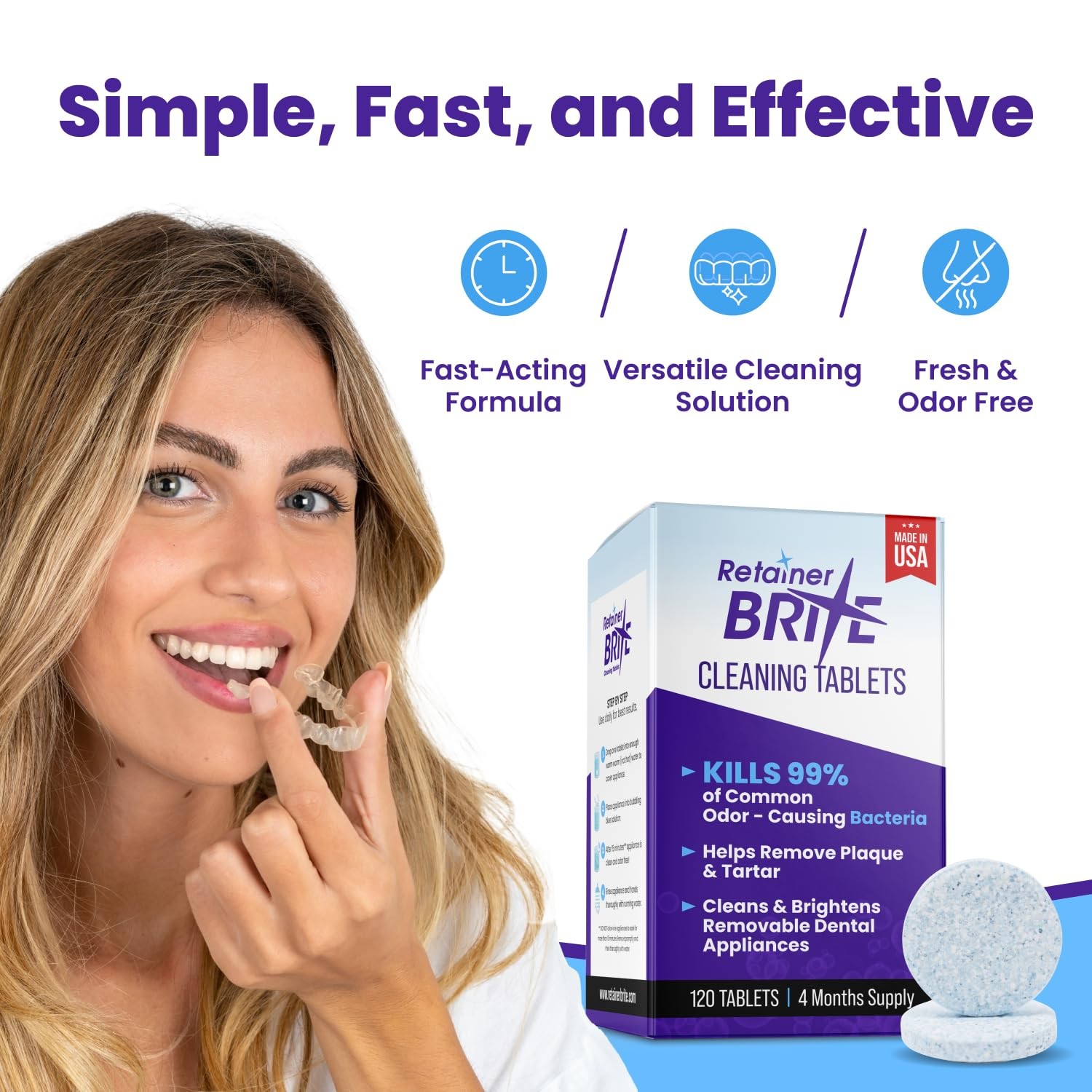 Retainer Brite – Cleaner Tablets for 120 Count (Pack of 1)