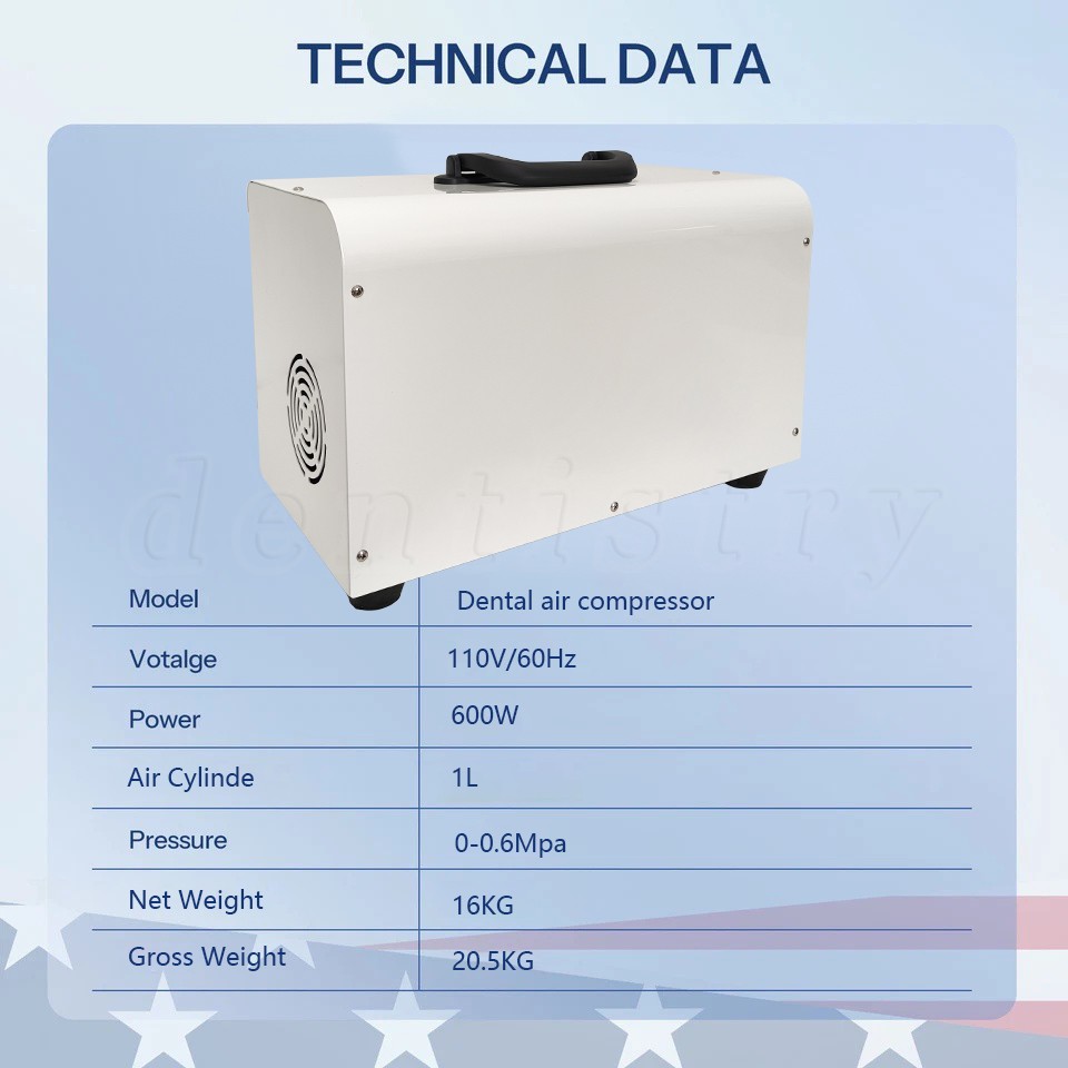 600W Mobile Oil-Free Dental Air Compressor for Dental Cart/Chair