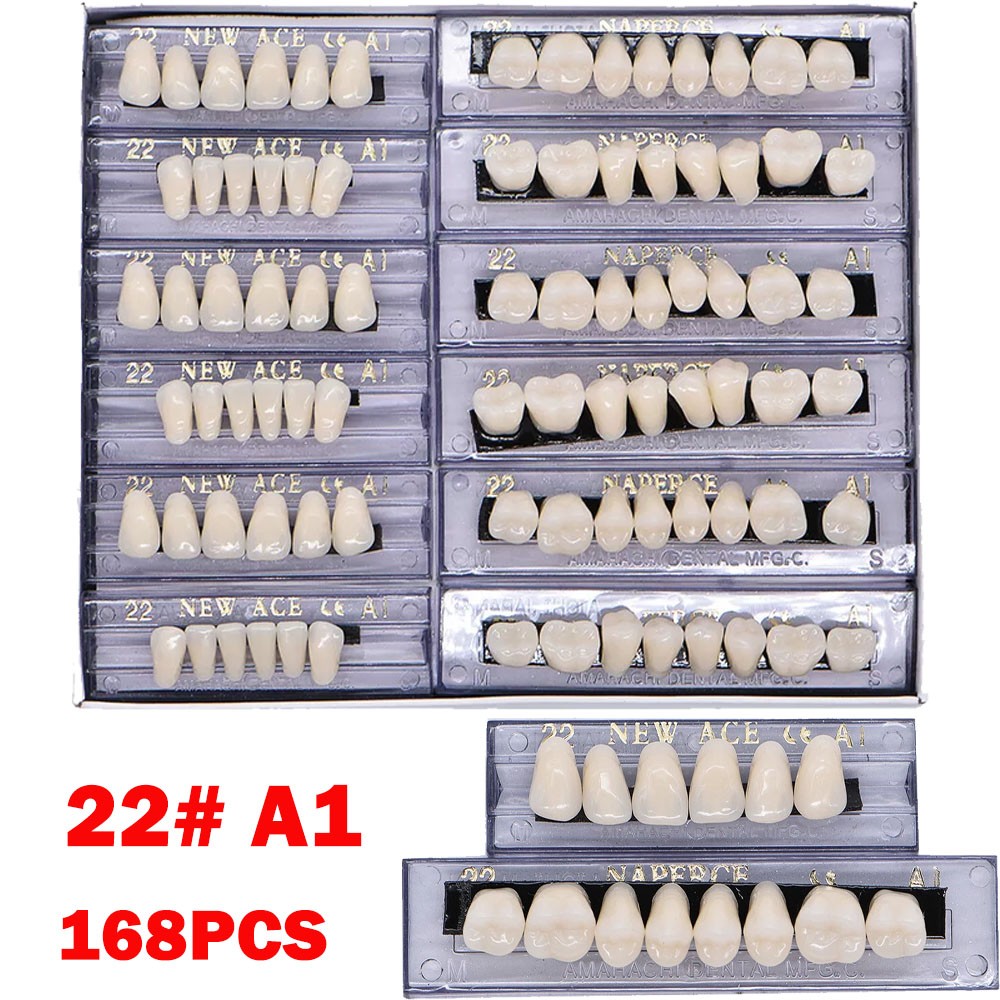 168PC Acrylic Resin Denture #22 Dental Upper Lower Shade A1 Teeth Set US #22 A1
