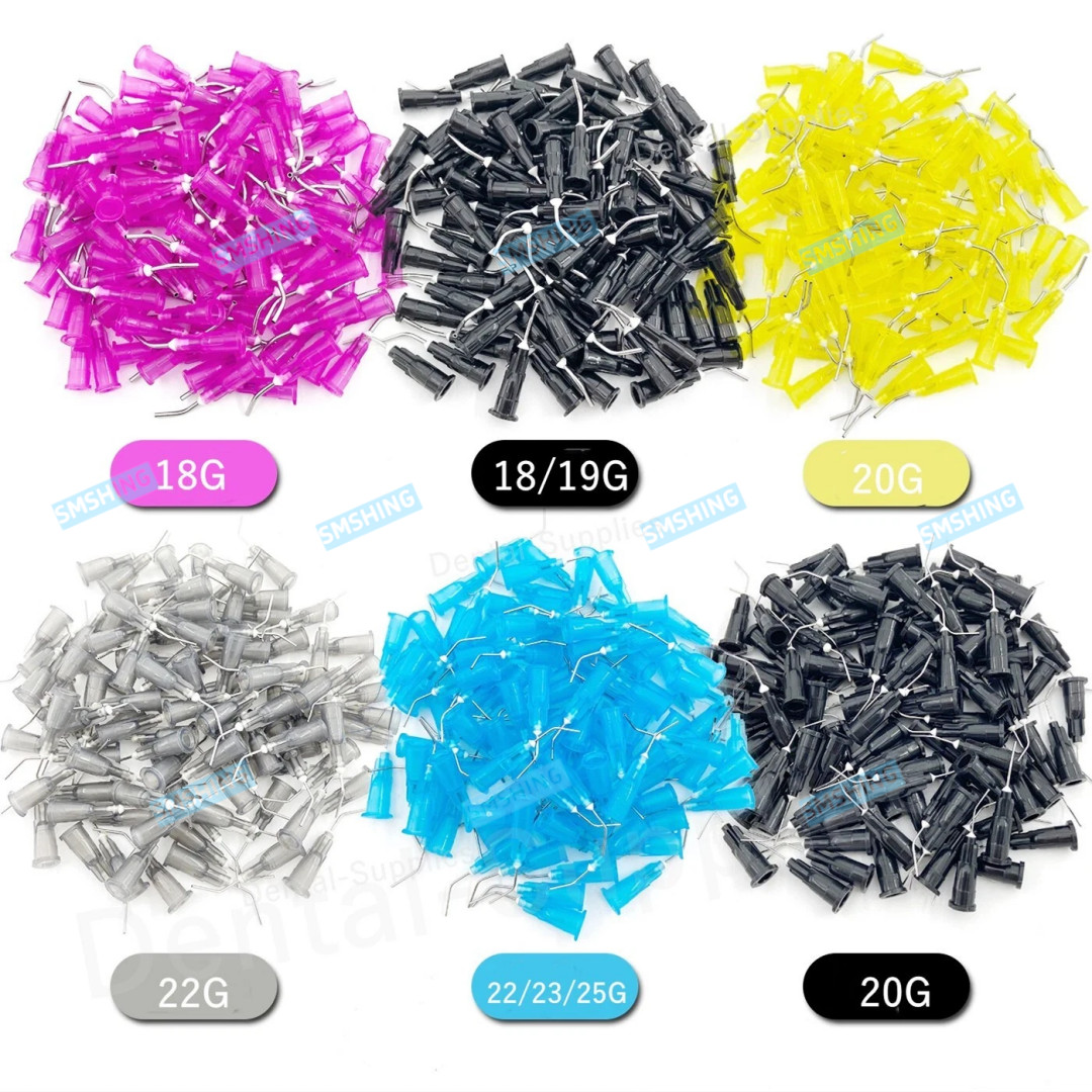 500Pcs Dental Pre-Bent Flowing Dispensing Tips Flowable Needle Delivery Tip Etch