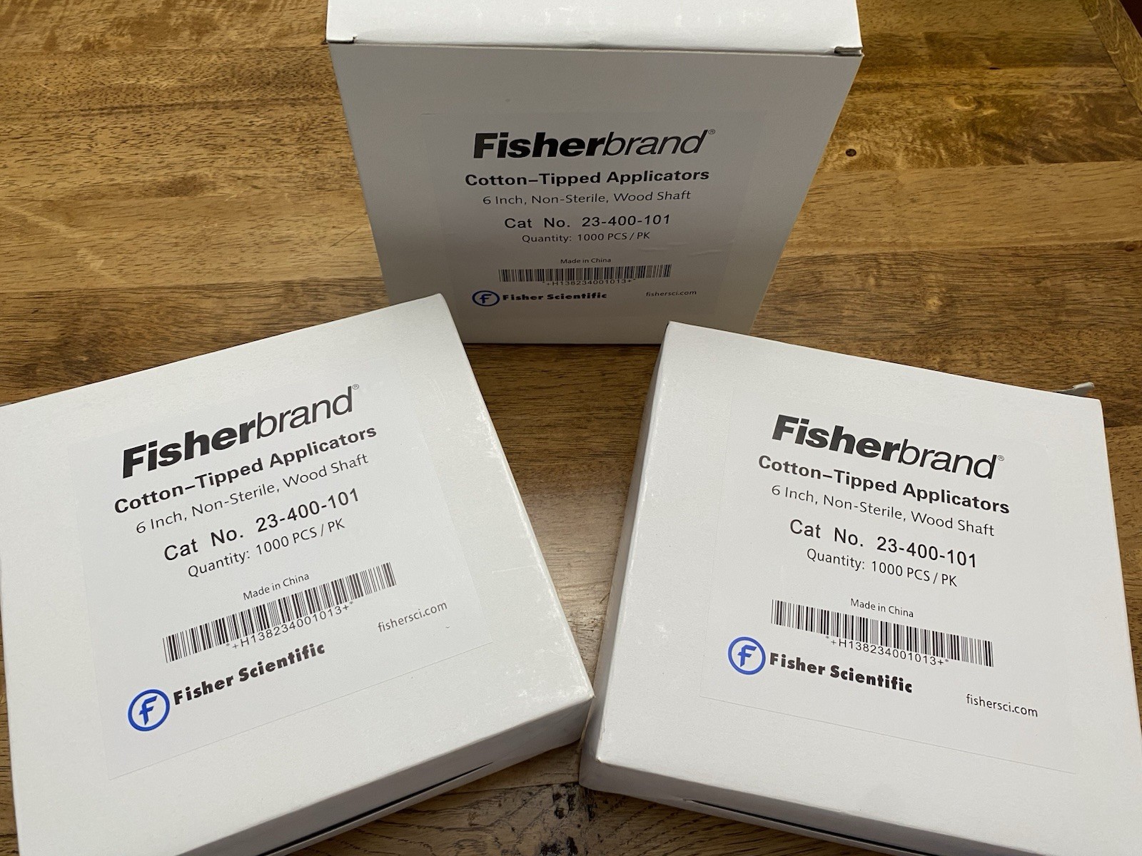 Lot of 3 FISHERBRAND 6” Cotton-Tip Applicator Non-Sterile Wood Shaft 23-400-101