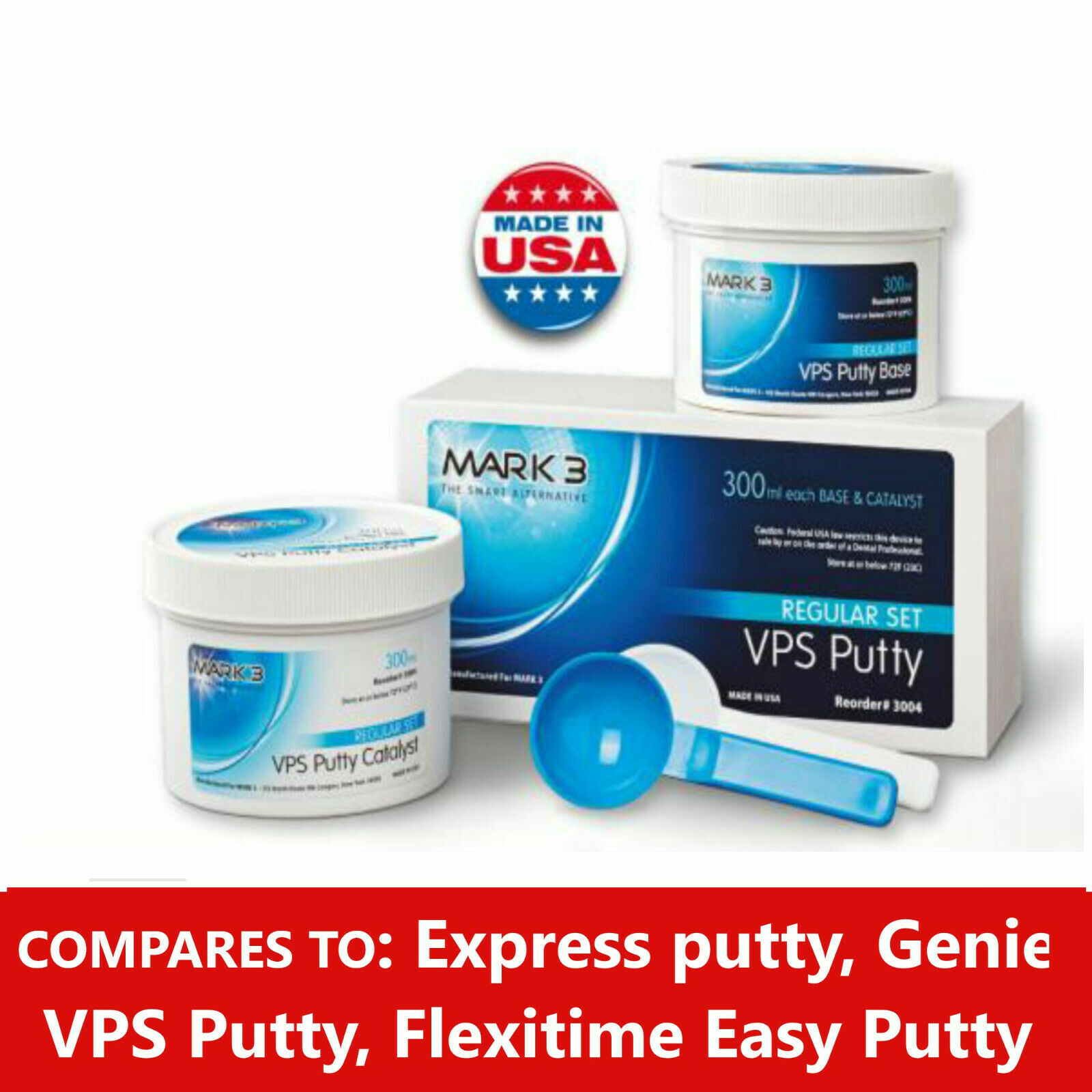 Dental VPS Putty Set VPS Impression Material Base or Catalyst 600 ml, USA Made