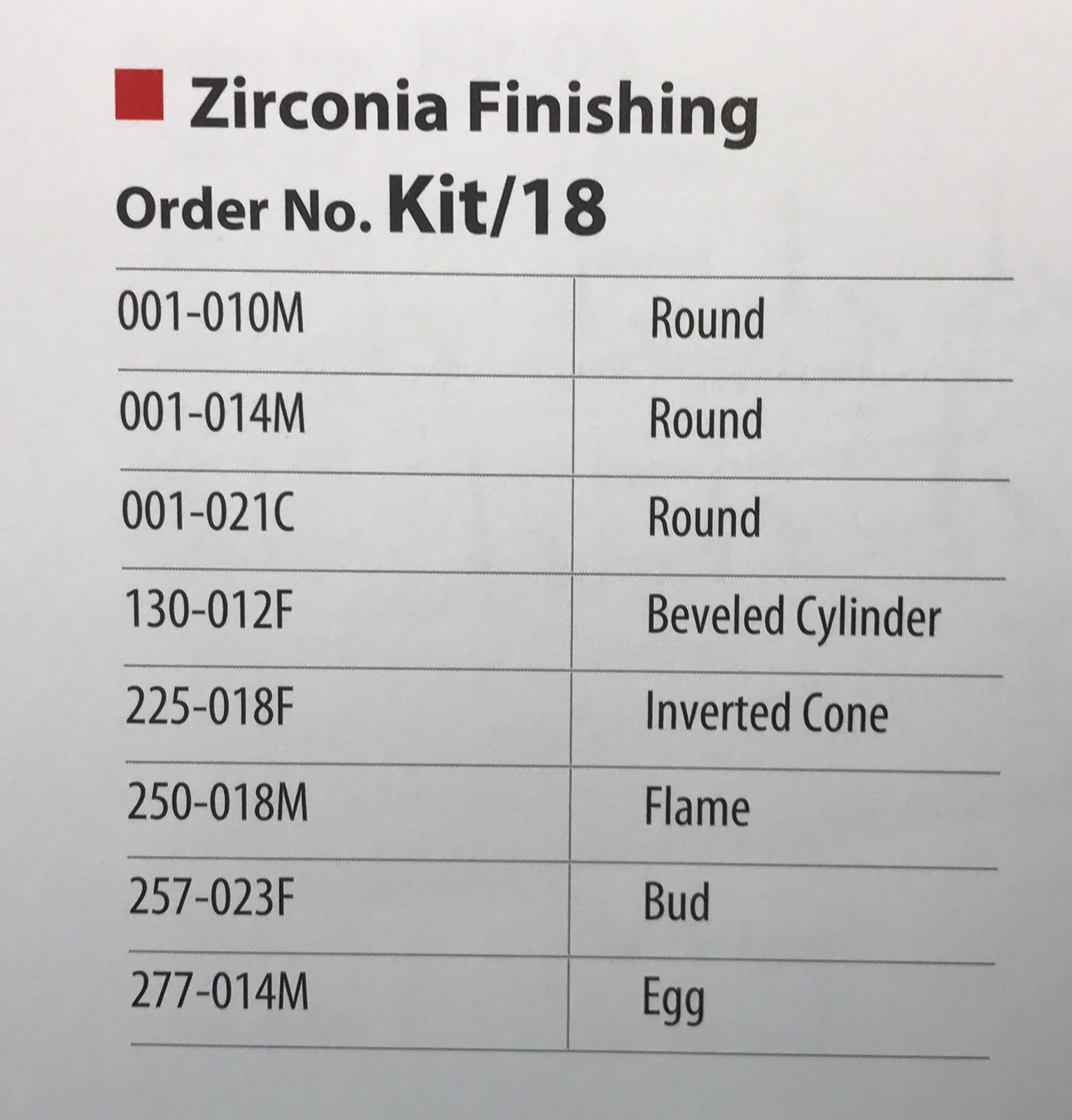 Zirconia Finishing Diamond Burr kit#18mdt 8 burs for High Speed Handpiece