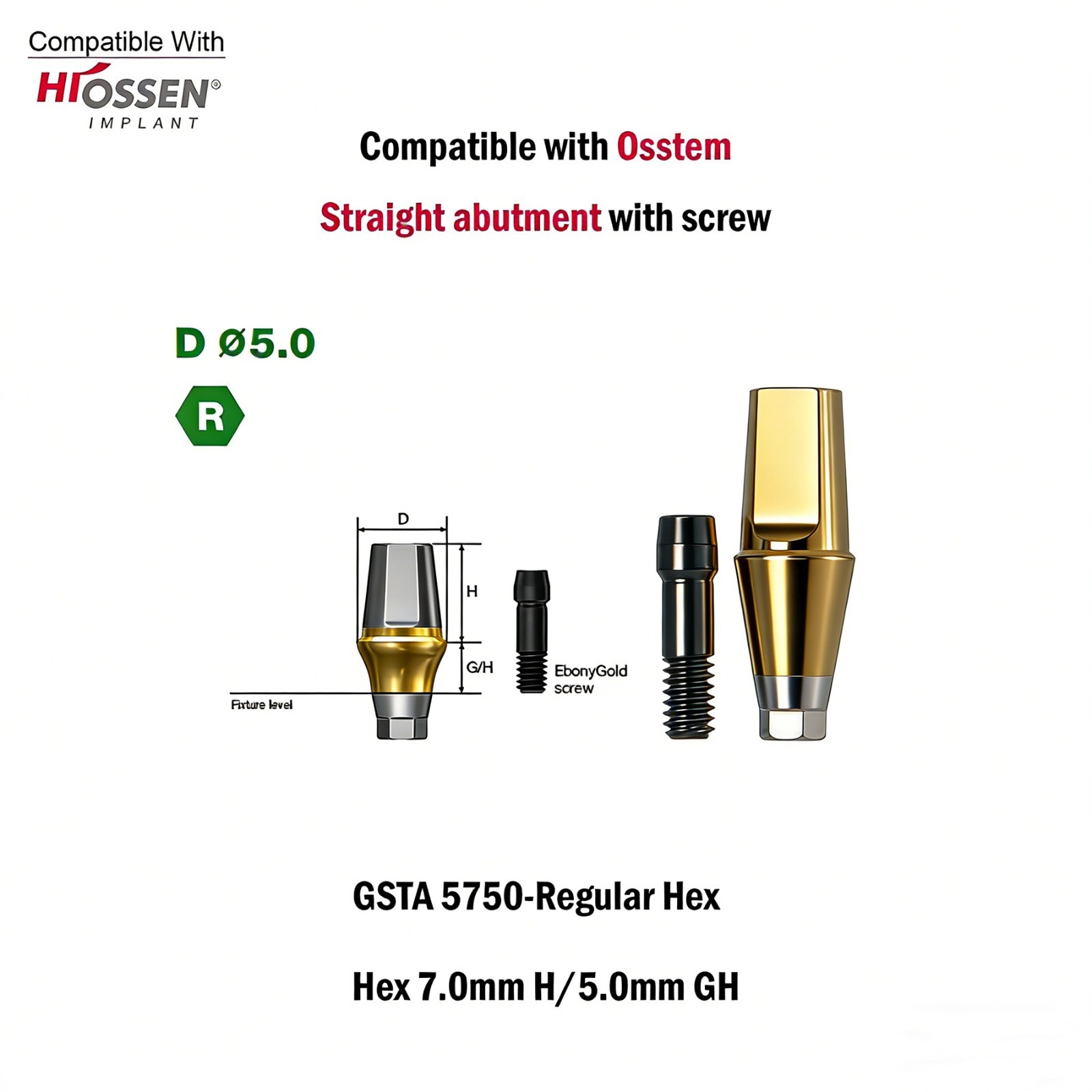US 2Pcs Dental Hex Straight Transfer Abutment Mini Regular For Osstem Hiossen TS