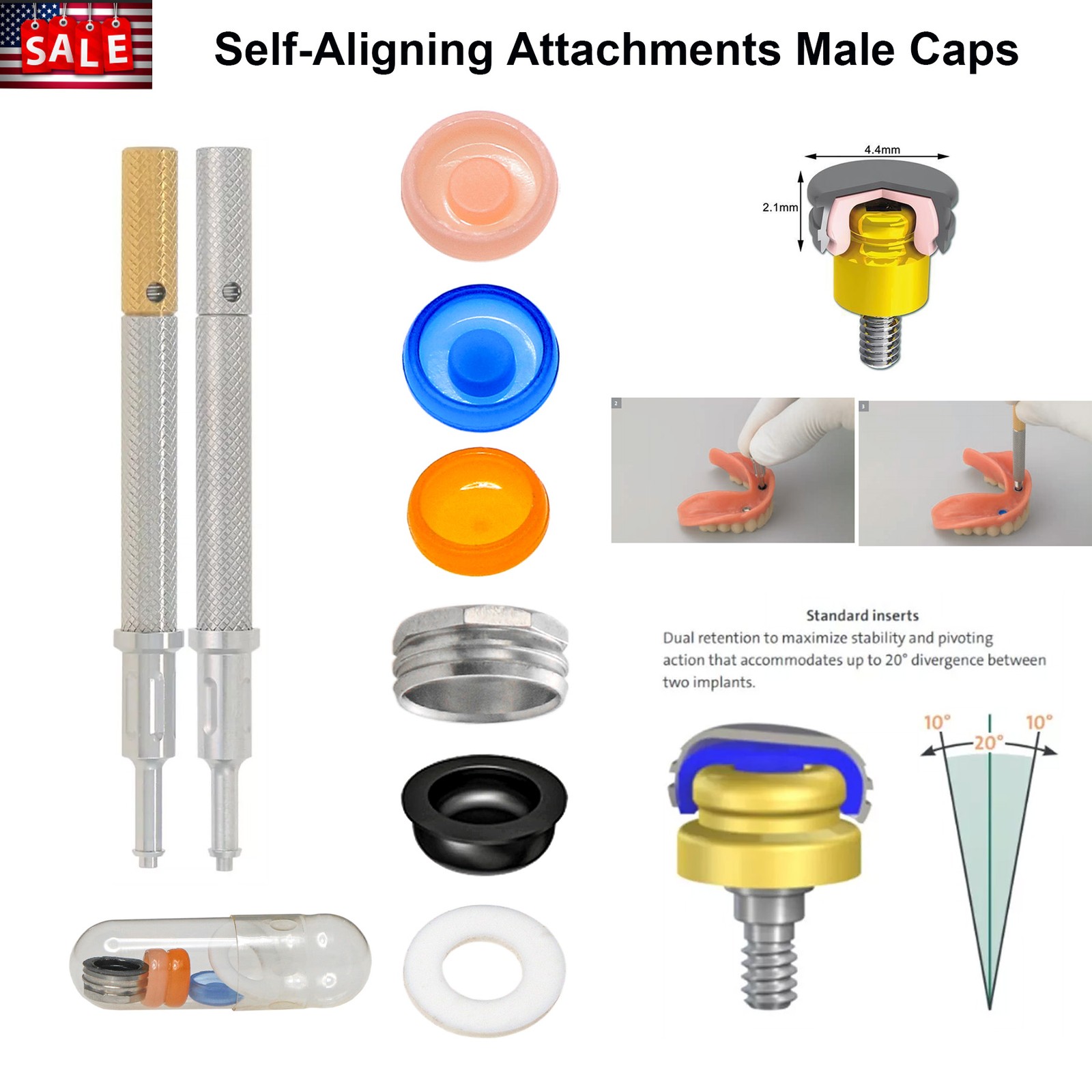 Locator Abutment Overdenture Implant Retention Caps Inserts Zimmer/Nobel/Hiossen