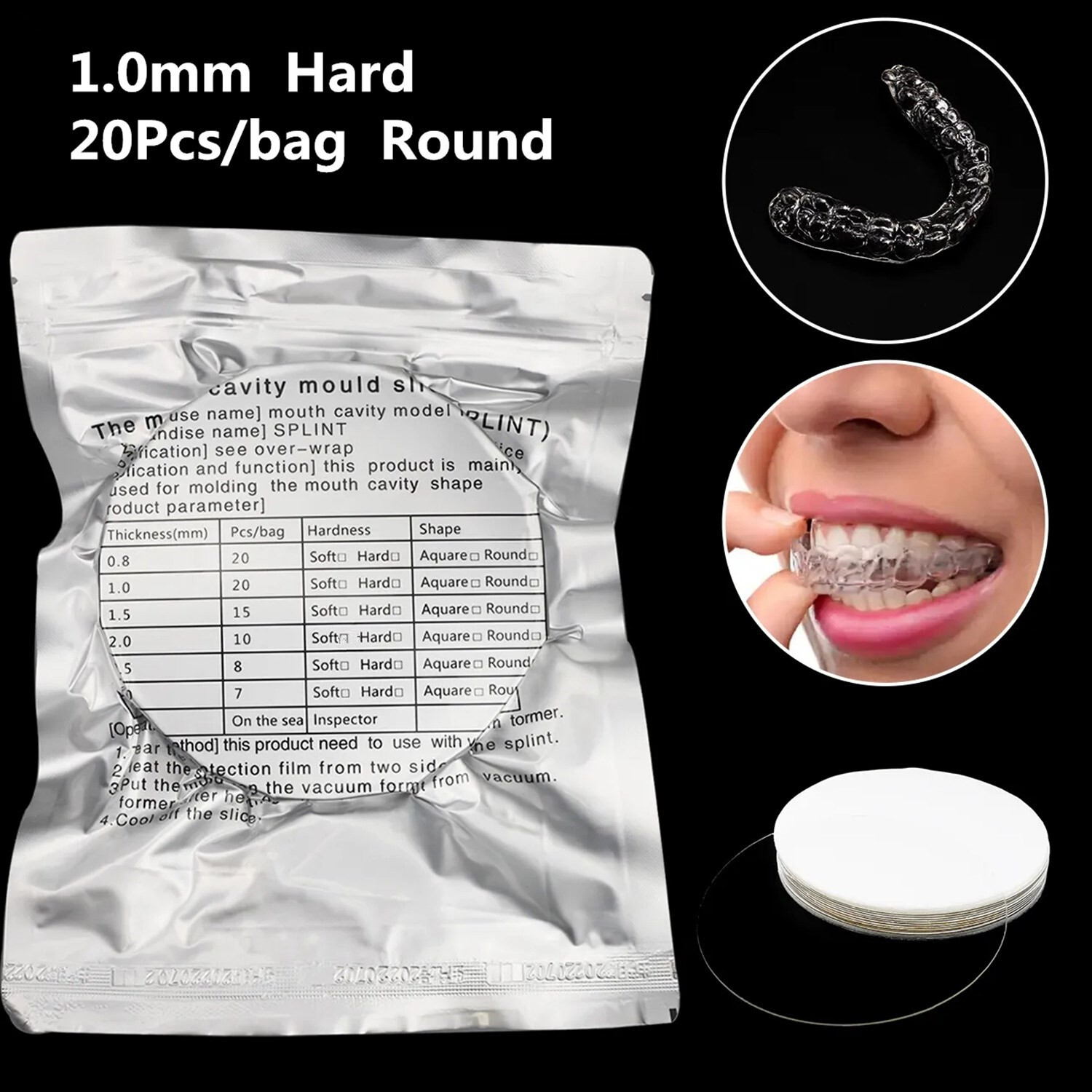 1.0mm Hard Dental Splint Thermoforming Materials Vacuum Forming Retainer Slice