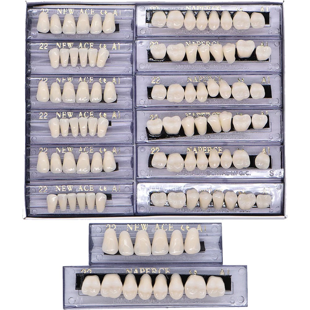 168Pcs Acrylic Resin Denture #22 Dental Upper Lower Shade A1 Teeth Set HOT #22A1