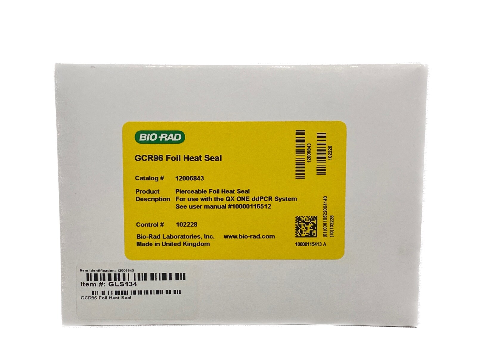 (100) BIO-RAD GCR96 Pierceable Foil Heat Seals for QX ONE ddPCR System 12006843