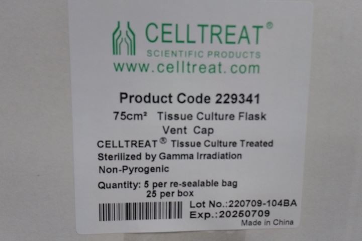 Celltreat 229341 100 Pk Sterile Treated Culture Flasks with Vented Cap