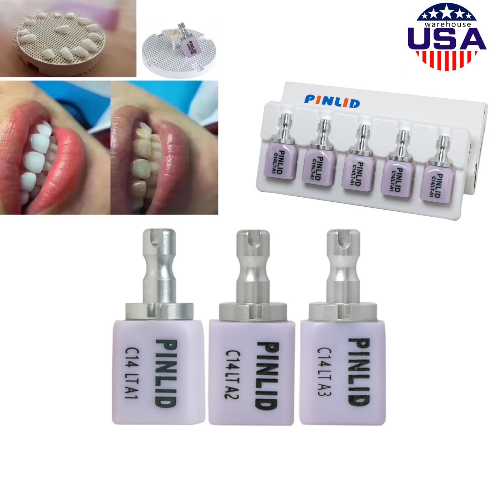 US C14 Dental Glass Ceramic Blocks LT Lithium Disilicate CAD/CAM Cerec Block