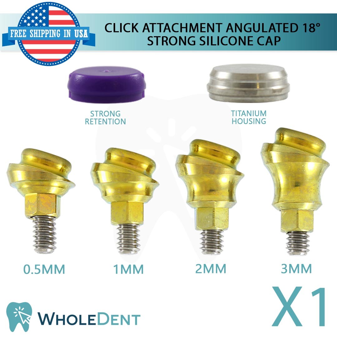 Angulated Click Attachment Strong Silicone Cap 18° Dental Internal Hex