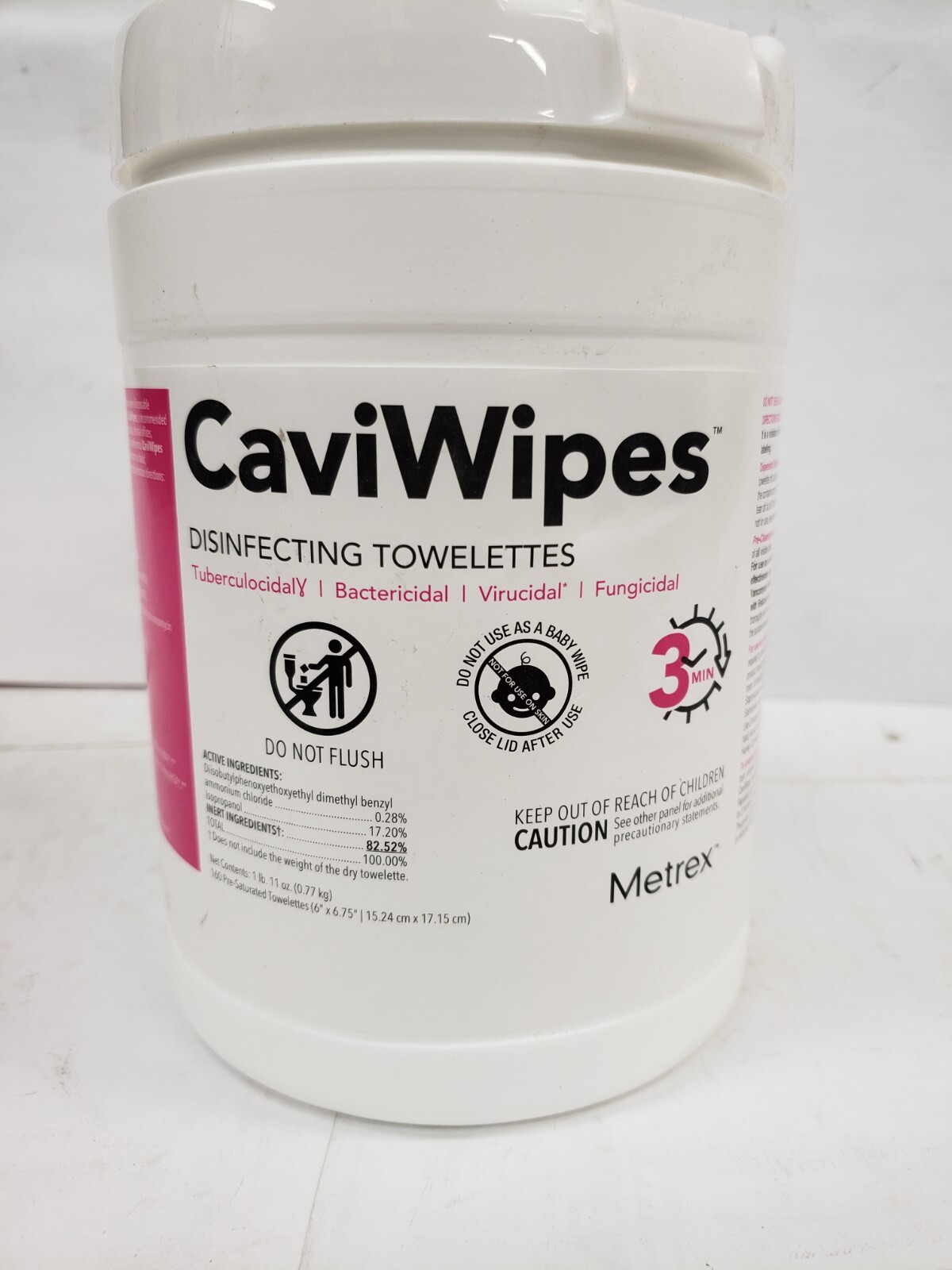Metrex CaviWipes 13-1100 Germicidal Hospital Towelettes Lg 6″ x 6.75″ 220 Can