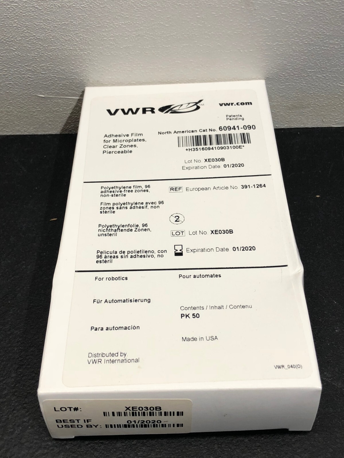 VWR Adhesive Film For Microplates Cat No 60941-090