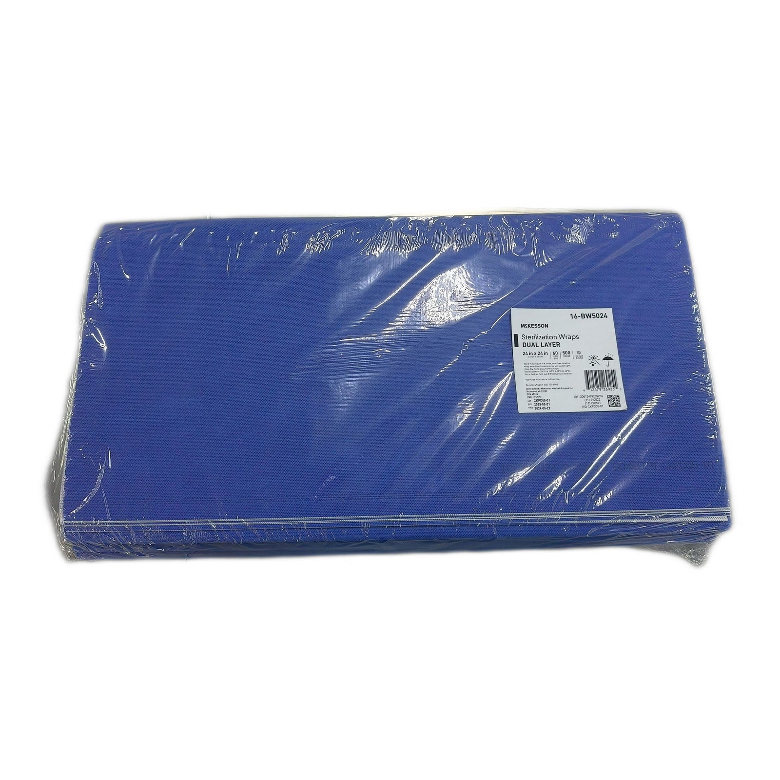 McKesson Sterilization Wrap Dual Layer White Blue 24 x 24″ 60 Ct