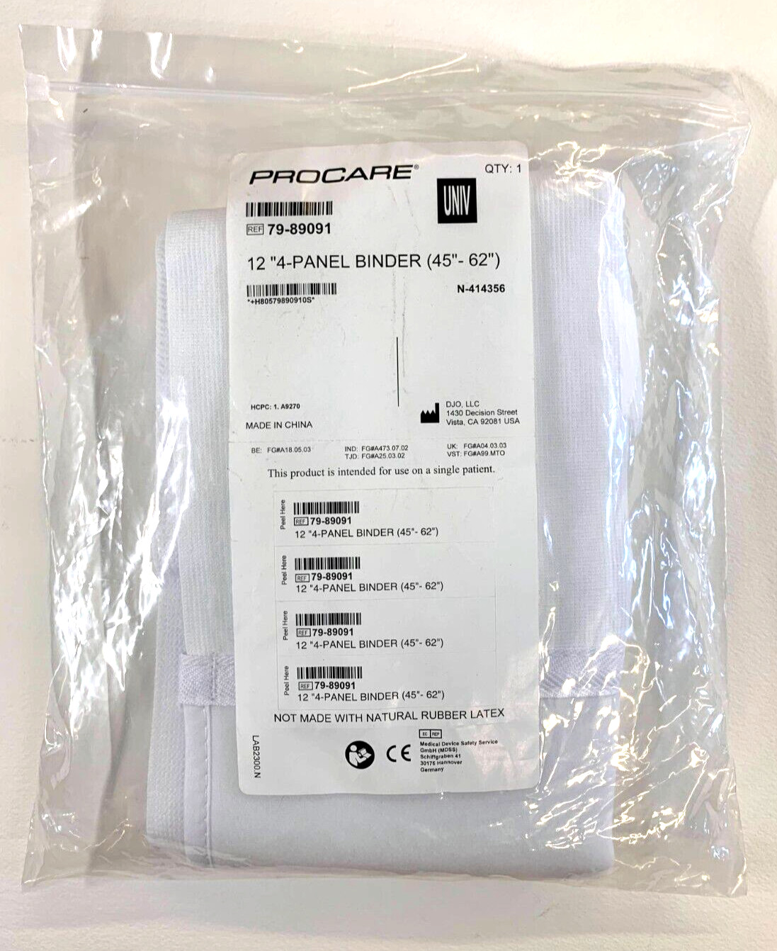 Procare #79-89091 12″ 4-Panel Binder (45″-62″) Pack of 1