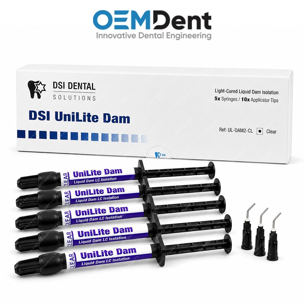 DSI UniLite Dam Light Cure Gingival Barrier Resin 5x2g Syringes Clear Shade