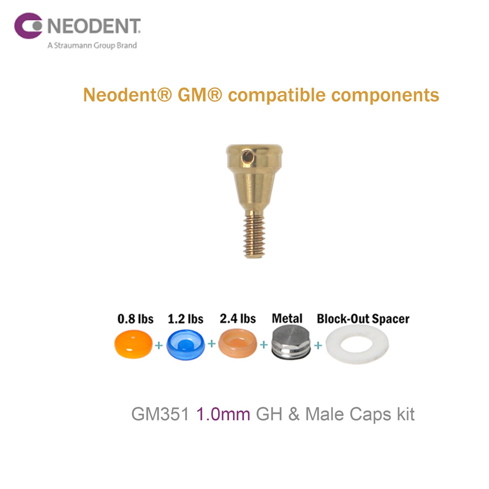 Locator Overdenture Abutment & Male Caps Kit for Neodent GRAND MORSE GM Tools