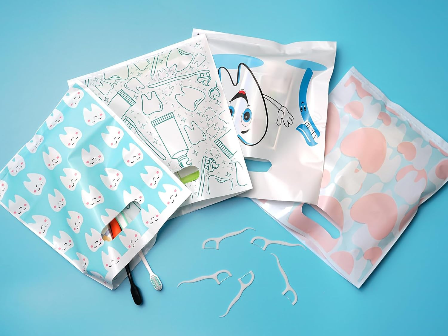 100 Pcs Dental Bags, 9 X 8 Inches Tooth Patient Care Goodie Bags, for Dental …