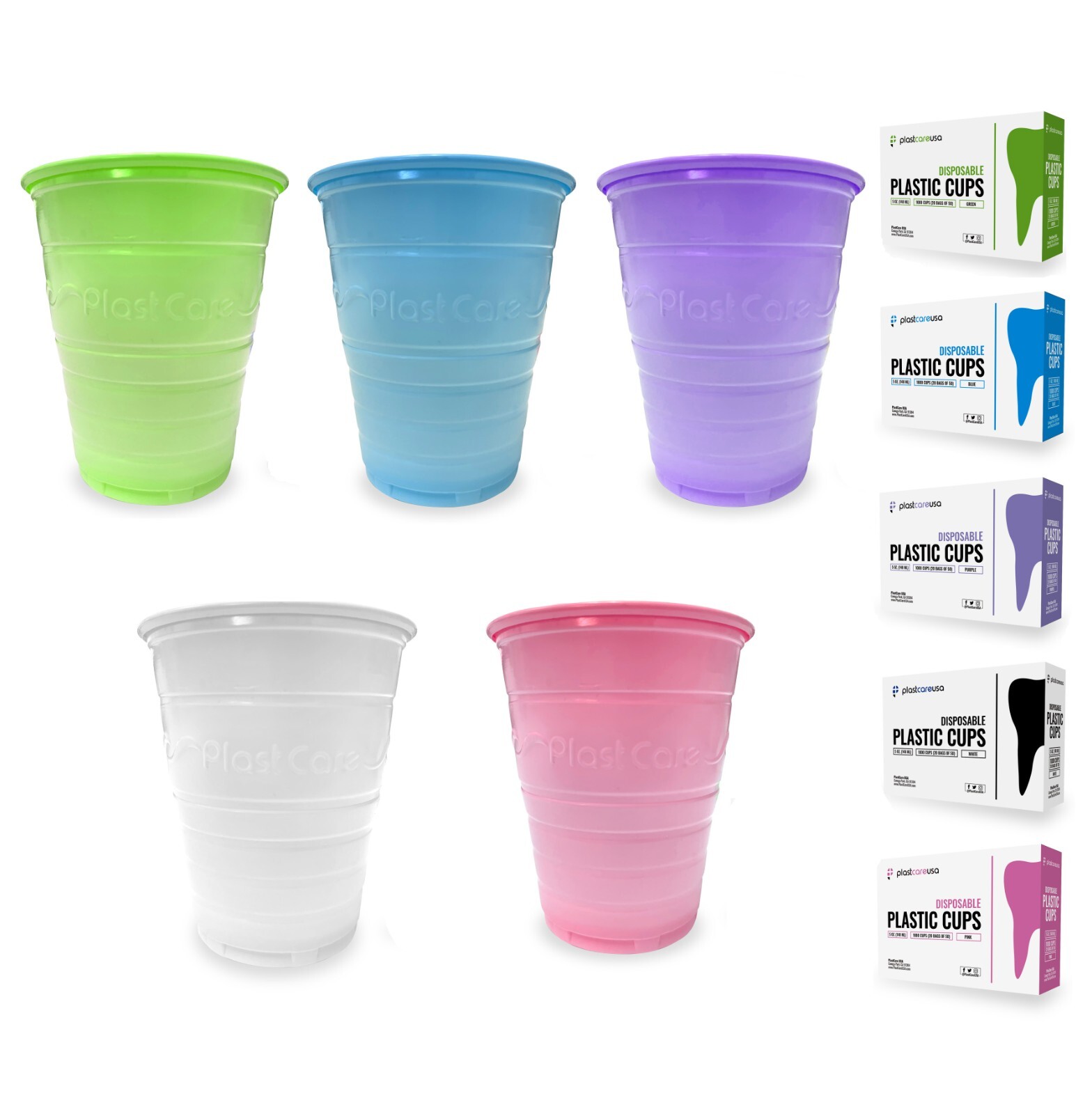 5 Oz Disposable Dental Plastic Patient Mouthwash Rinse Cups (Choose Color/Qty)