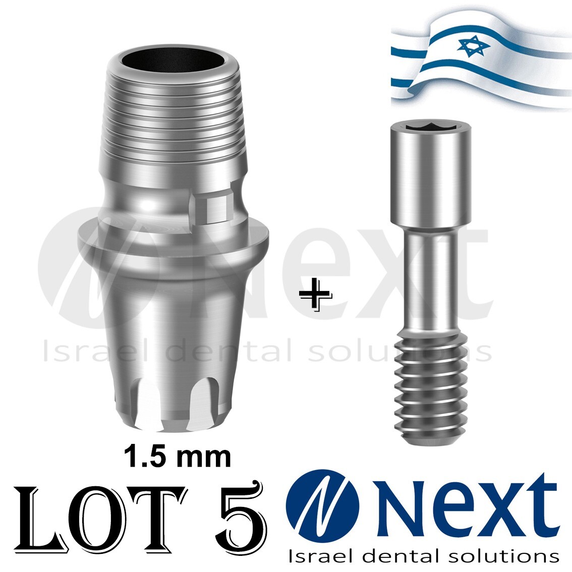 LOTx5 Dental Abutment T-Base CAD/CAM MIS conical C1 V3 SP compatible HEX 1.5 mm