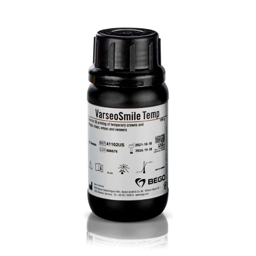 VarseoSmile Temp 3D Printing Resin, Light-cure, A2, 250 Gm. Bottle