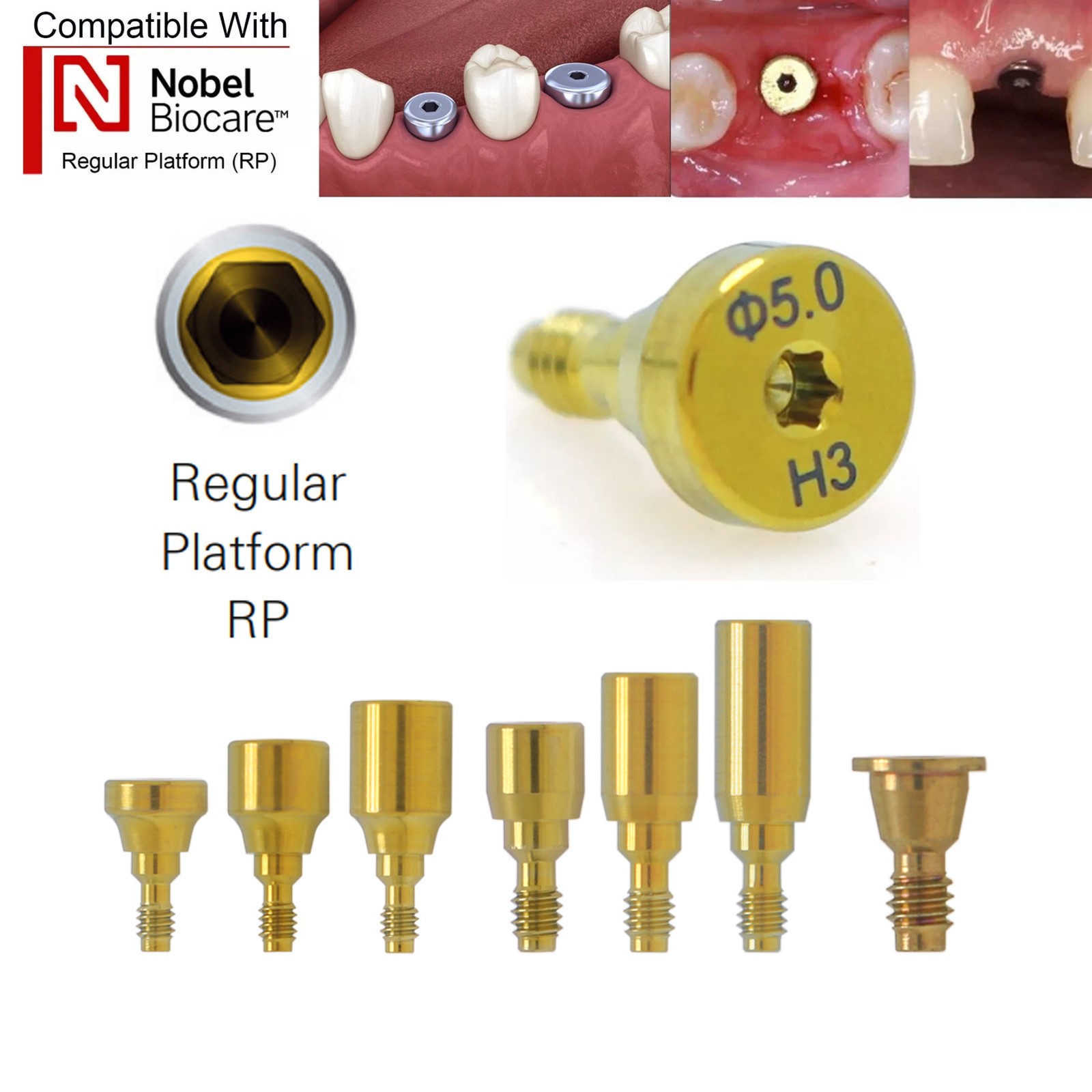 US Nobel Biocare Implant Healing Abutment Cap Titanium NP RP CC Temporary Dental