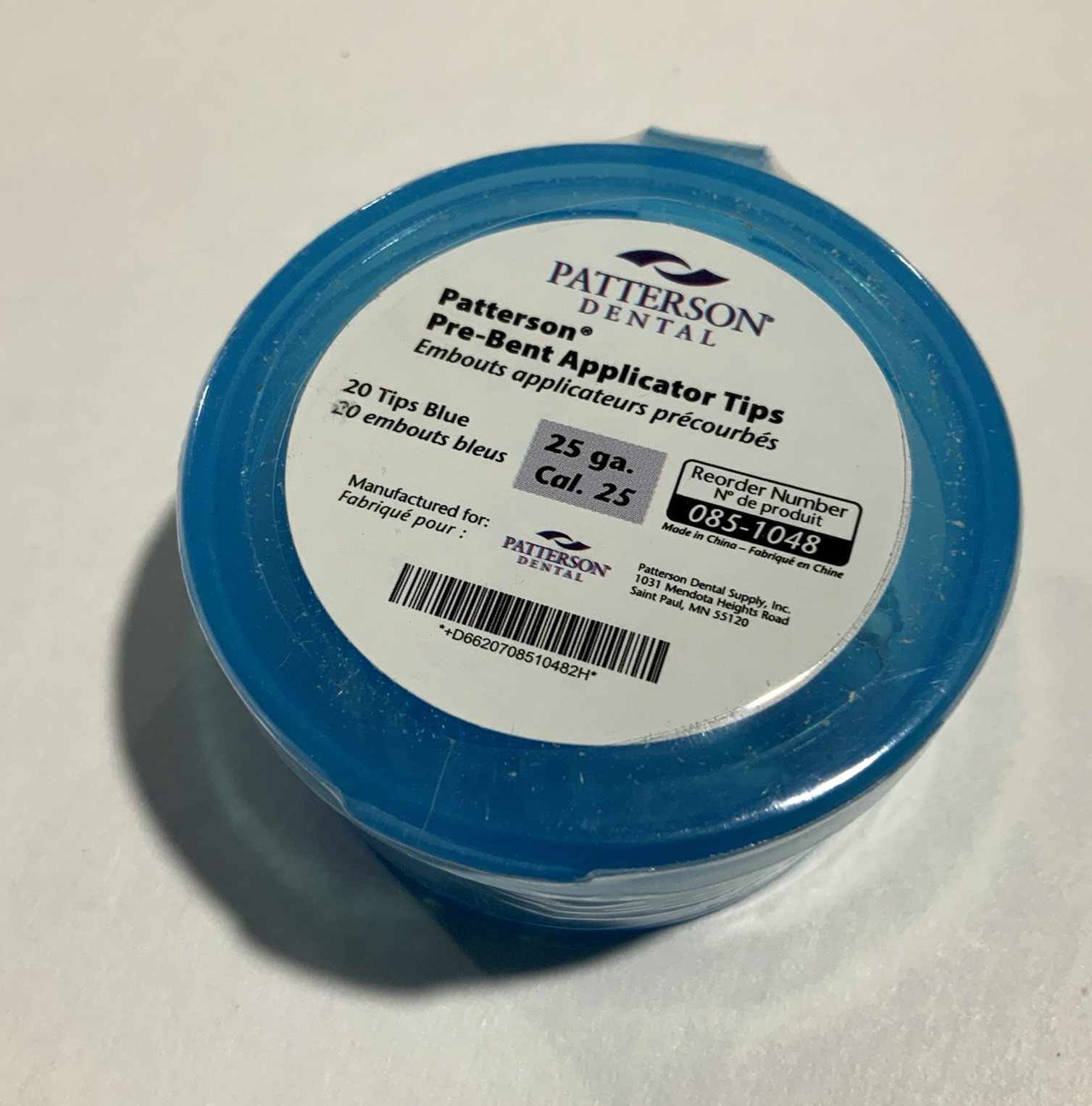 Patterson Pre-Bent Applicator Tips, Blue 25 gauge 085-1048 (20 tips)