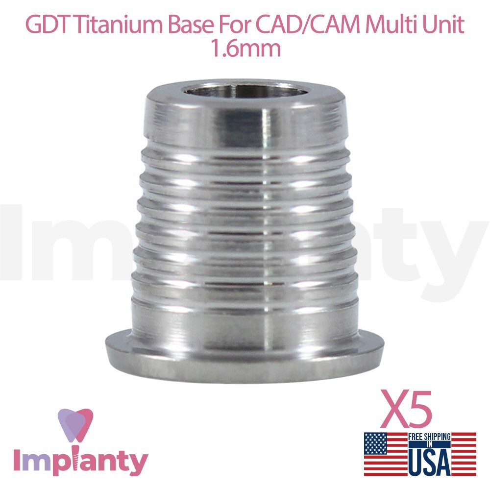 5x GDT Titanium Base For CAD/CAM Multi Unit 1.6mm Prosthetic Dentistry Lab