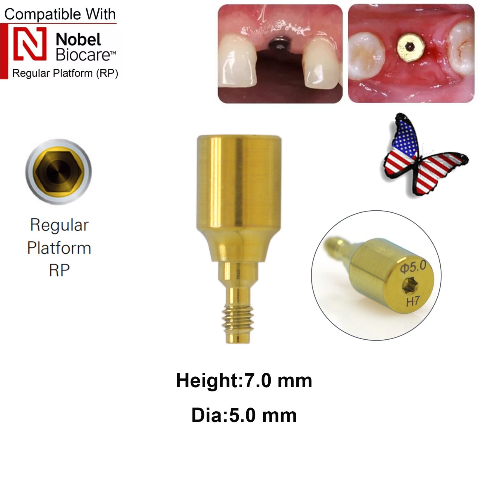 5Pcs Nobel active Healing Abutment Cover Screw Healing Screw Gum Molding Implant