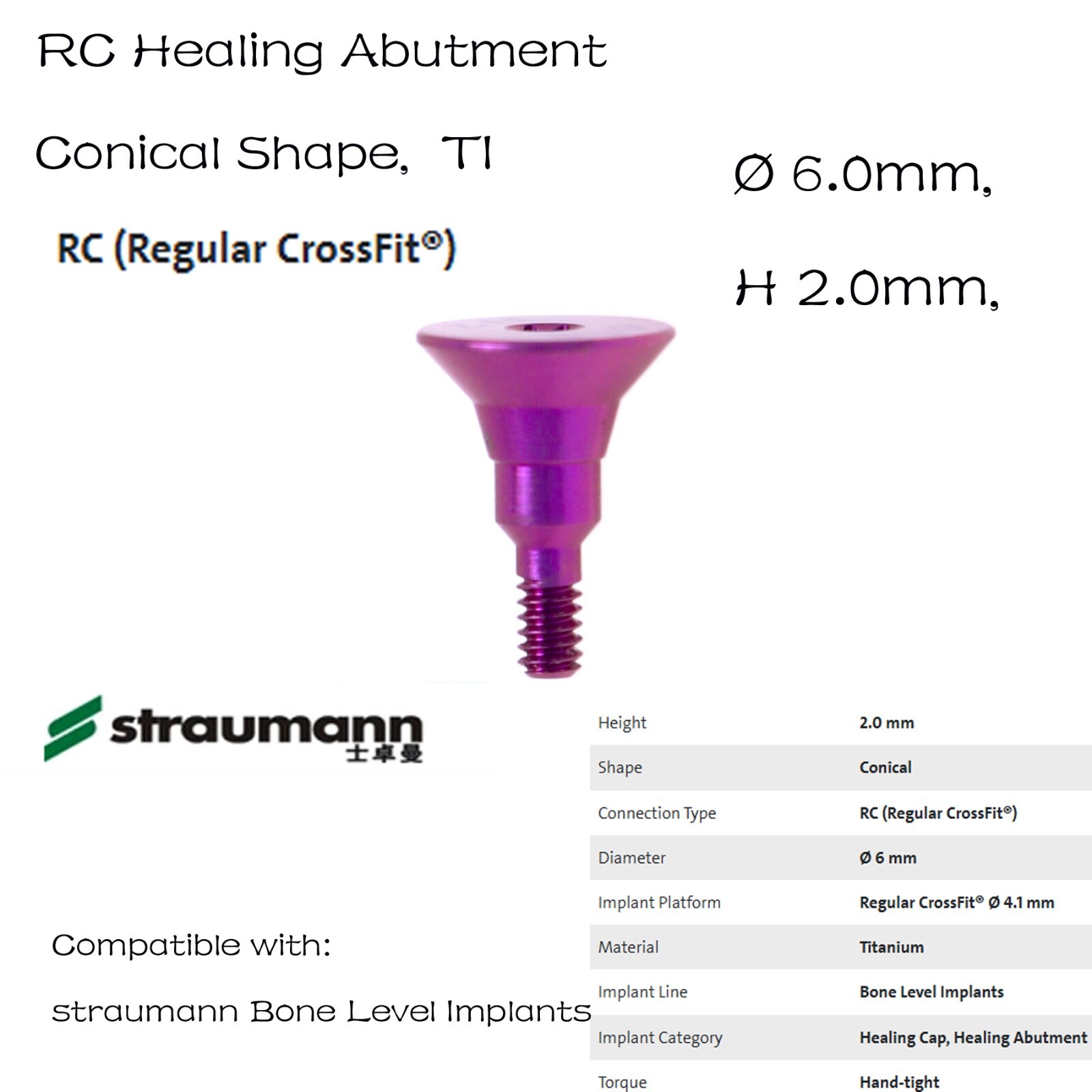 US Straumann RC Healing Abutment Healing Closure Fits ITI Bone Level Regular BLT