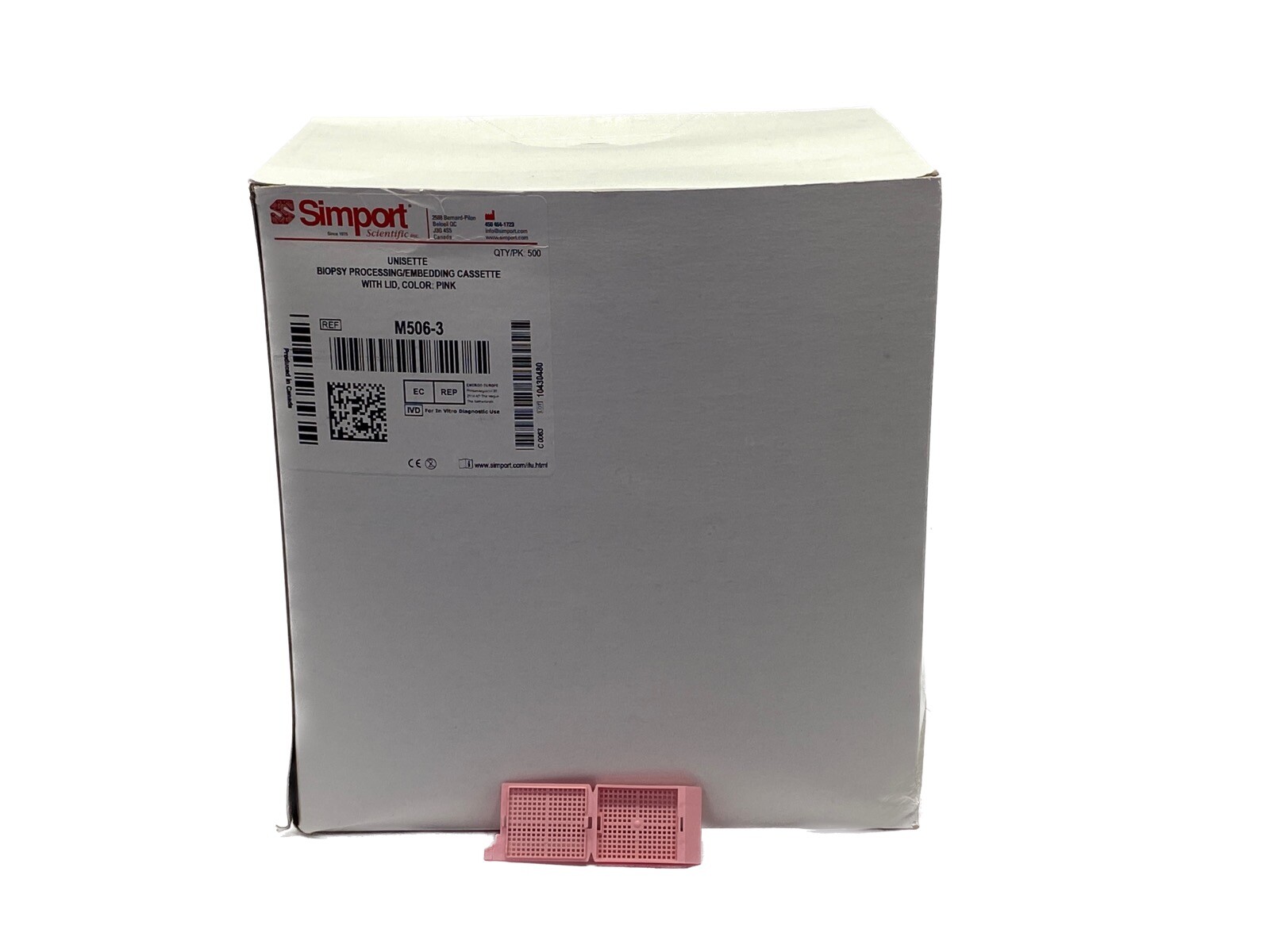 (500) SIMPORT Unisette Biopsy Processing Embedding Cassettes M506-3 Pink
