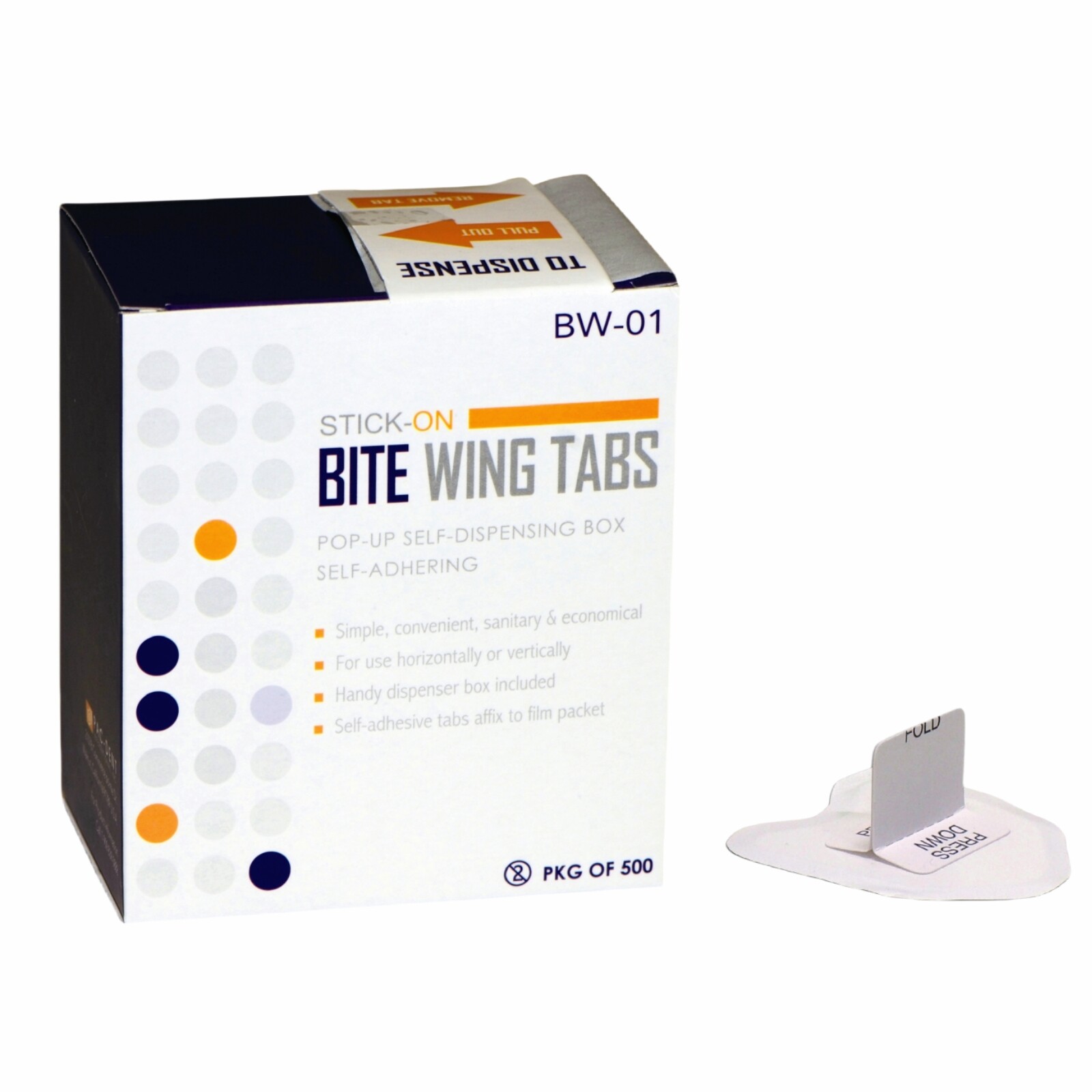 Pac-Dent Bite Wing Tabs dental Imaging Self-adhesive Tabs Box of 500pcs