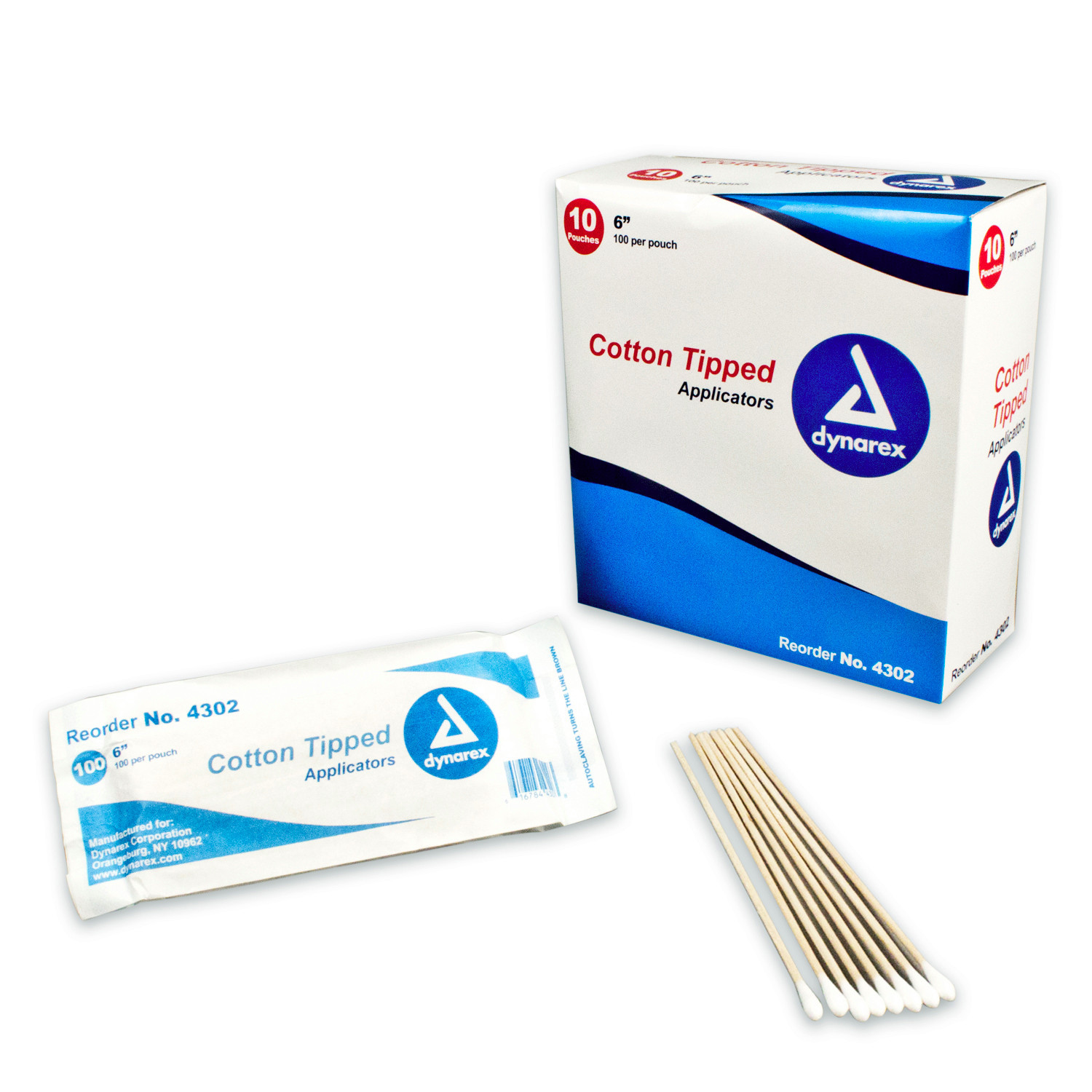 1 Box of 6″ Dynarex Cotton Tipped Applicators #4302