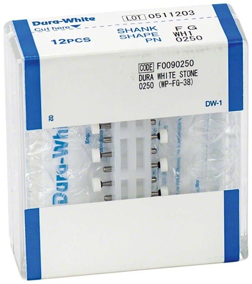 Dental Abbrasives-12 pc.Dura-White AluminumOxide Stones:Shank FG/Shape WH1 Shofu