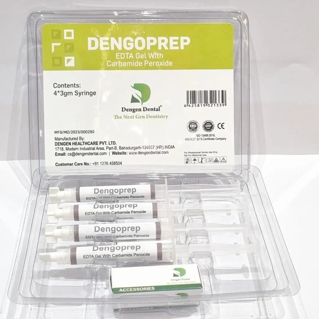 Dental DENGOPREP EDTA Gel with Carba Mide Pero xide 4 x 3gm Kit