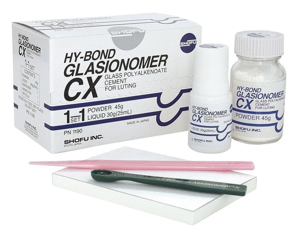 SHOFU HY- BOND GLASSIONOMER CX LUTING POWDER 45Gm LIQUID 25ml dental