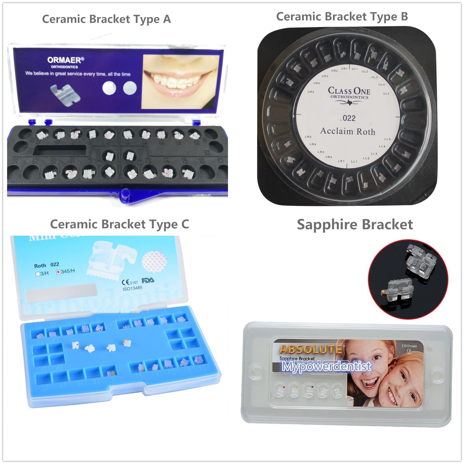 Dental Orthodontic Sapphire Ceramic Bracket Roth 022/018 Hook Invisible Brace