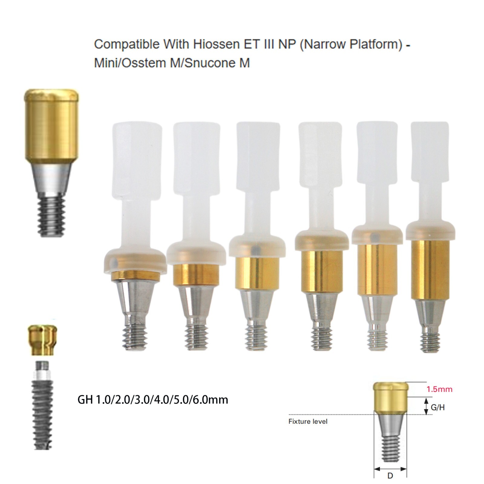 Hiossen/Nobel/Bego/Zimmer TSV/MIS Implants Tapered Locator Attachment Abutment