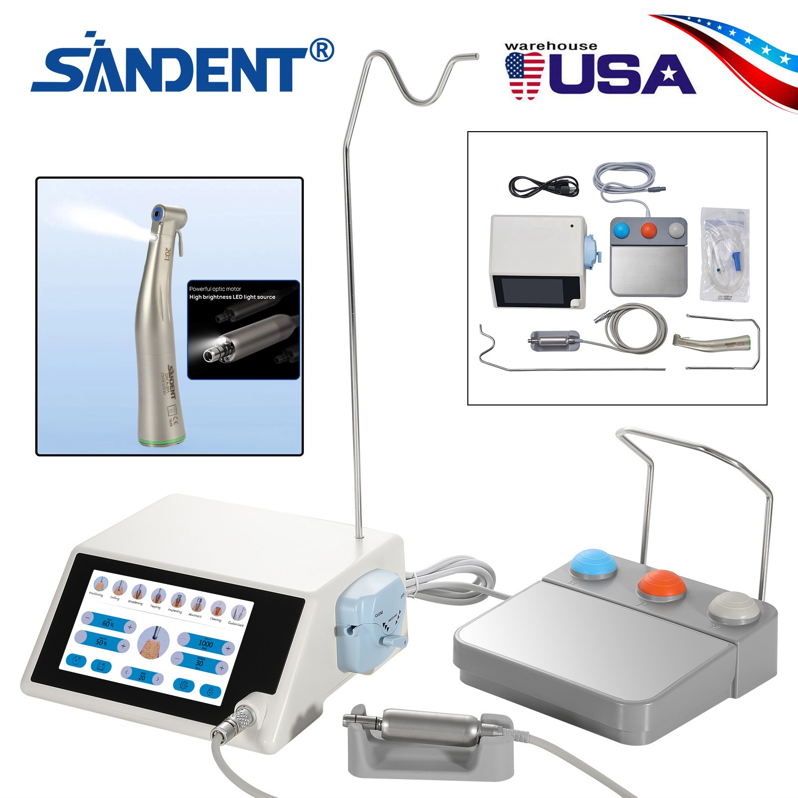 US SANDENT Monitor Osseointegration Stability Test / LED Brushless Implant Motor