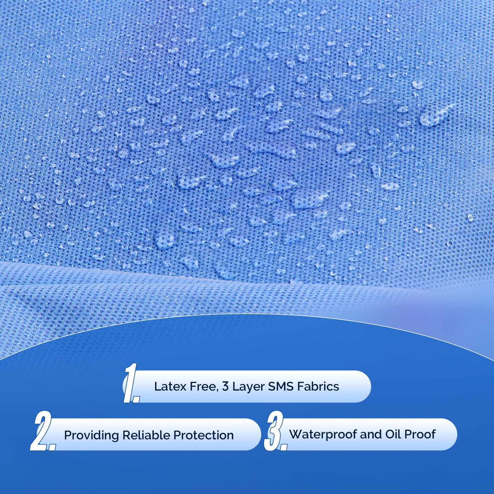 JMU 10/50✖ Disposable Lab Coats for Men Women Snaps Full Sleeve SMS Blue Medical