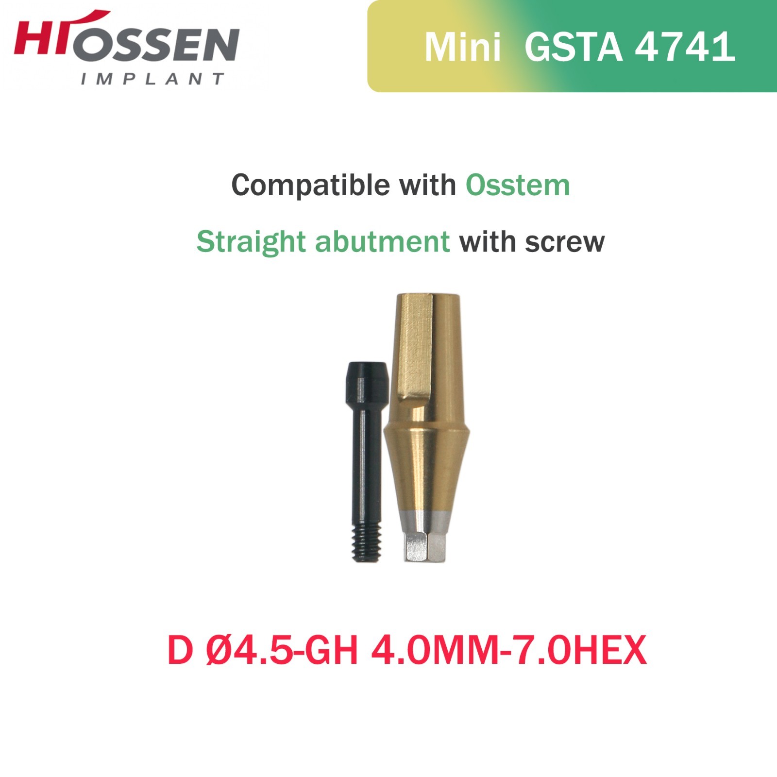 Hiossen Straight Transfer Abutment Components ET III SA Implant MINI/Regular Hex