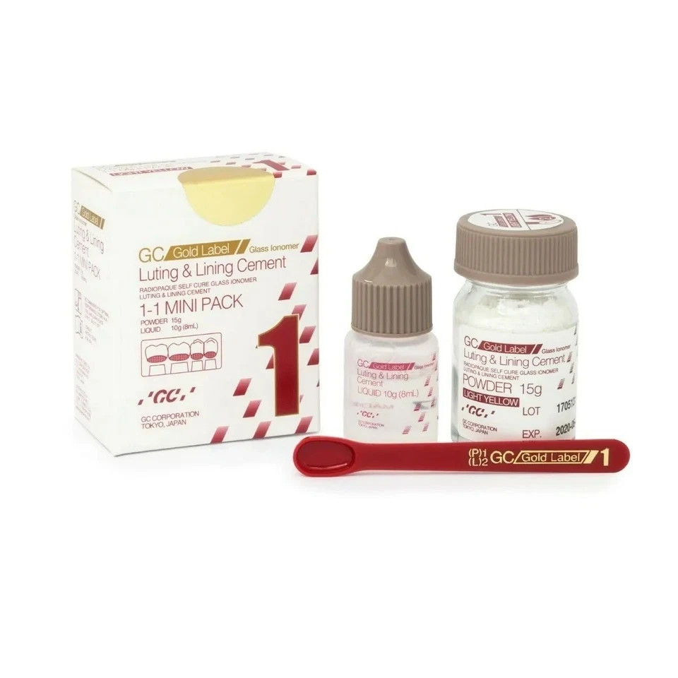 glue 15g and 10gmGC Gold Label 1 Glass Ionomer Mini Pack Luting & Lining Cement