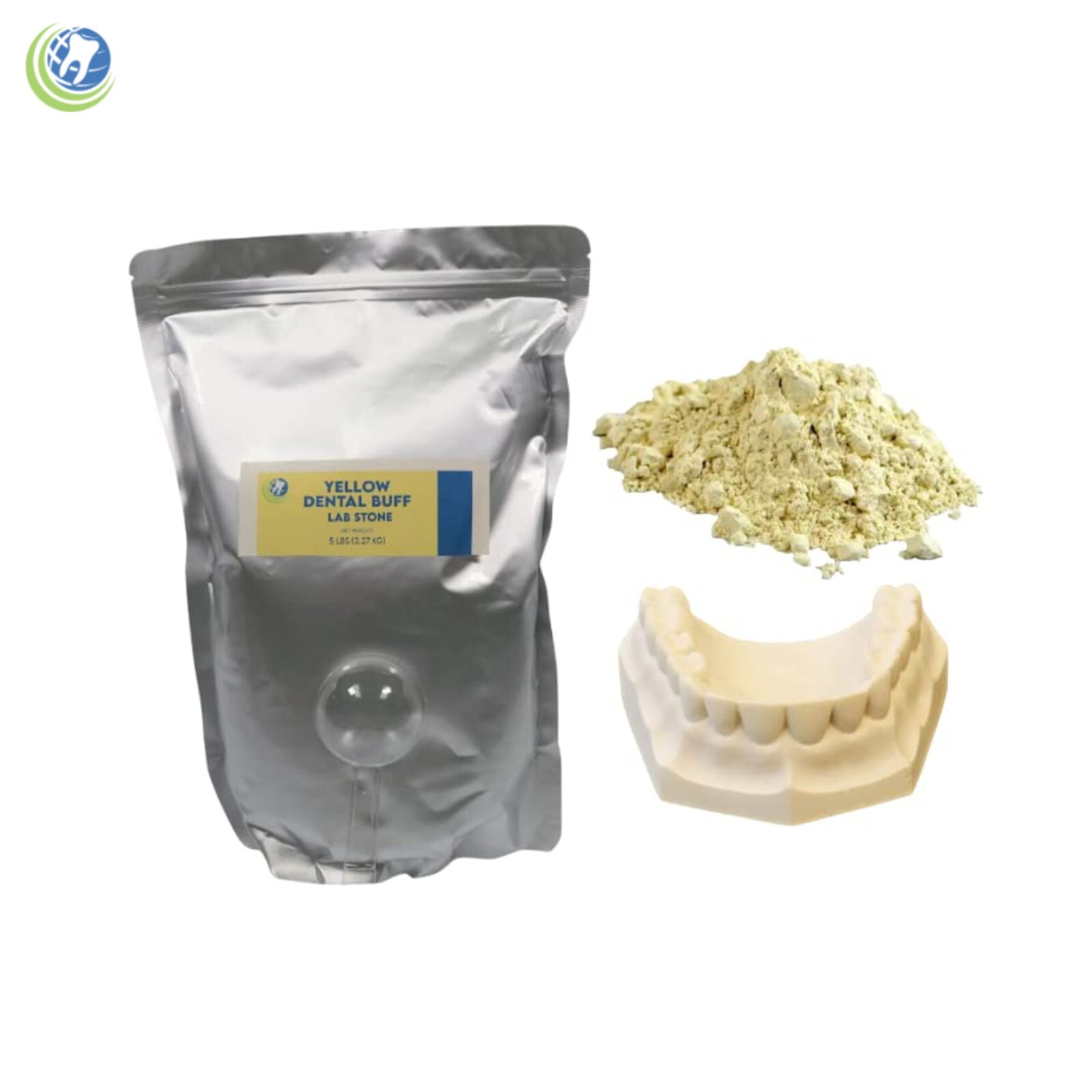 DENTAL LAB BUFF STONE GYPSUM TYPE III YELLOW ALL PURPOSE COMPOUND 5 Lbs. & Scoop