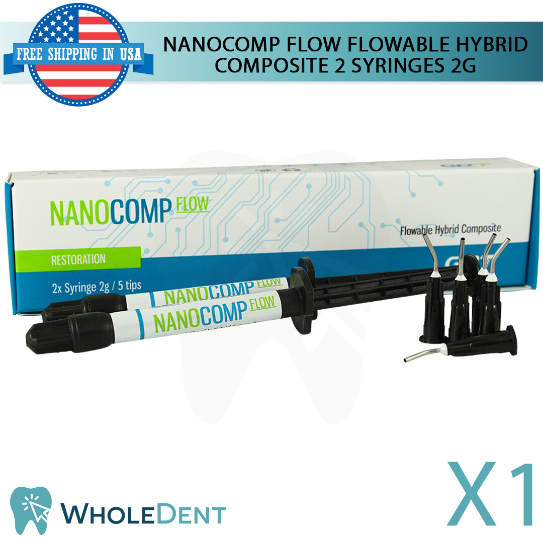 NanoComp Flow Hybrid Composite Dental Filling Syringes Restoration Shades
