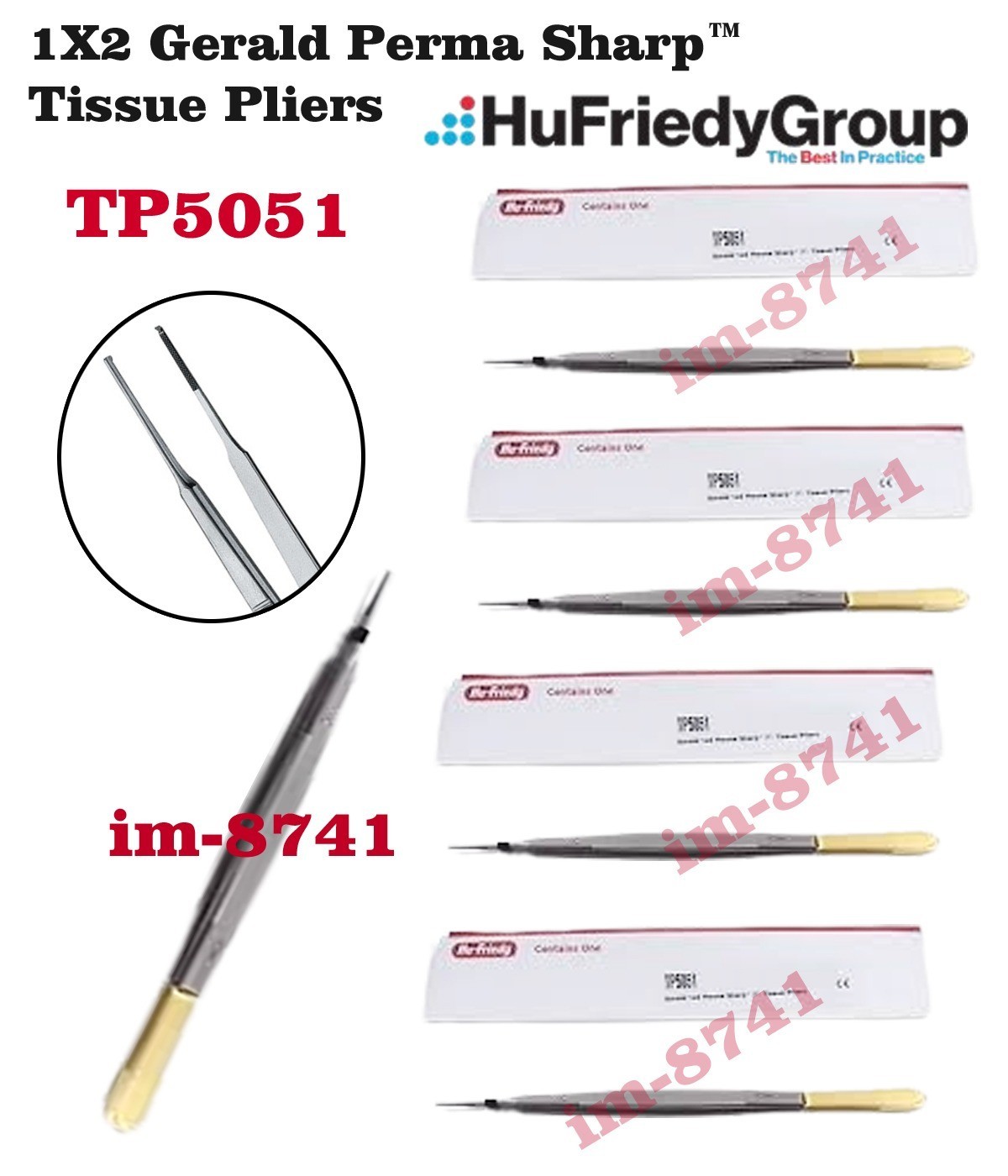 6 Pcs HU FRIEDY 1X2 Gerald Perma Sharp™ Tissue Pliers TP5051